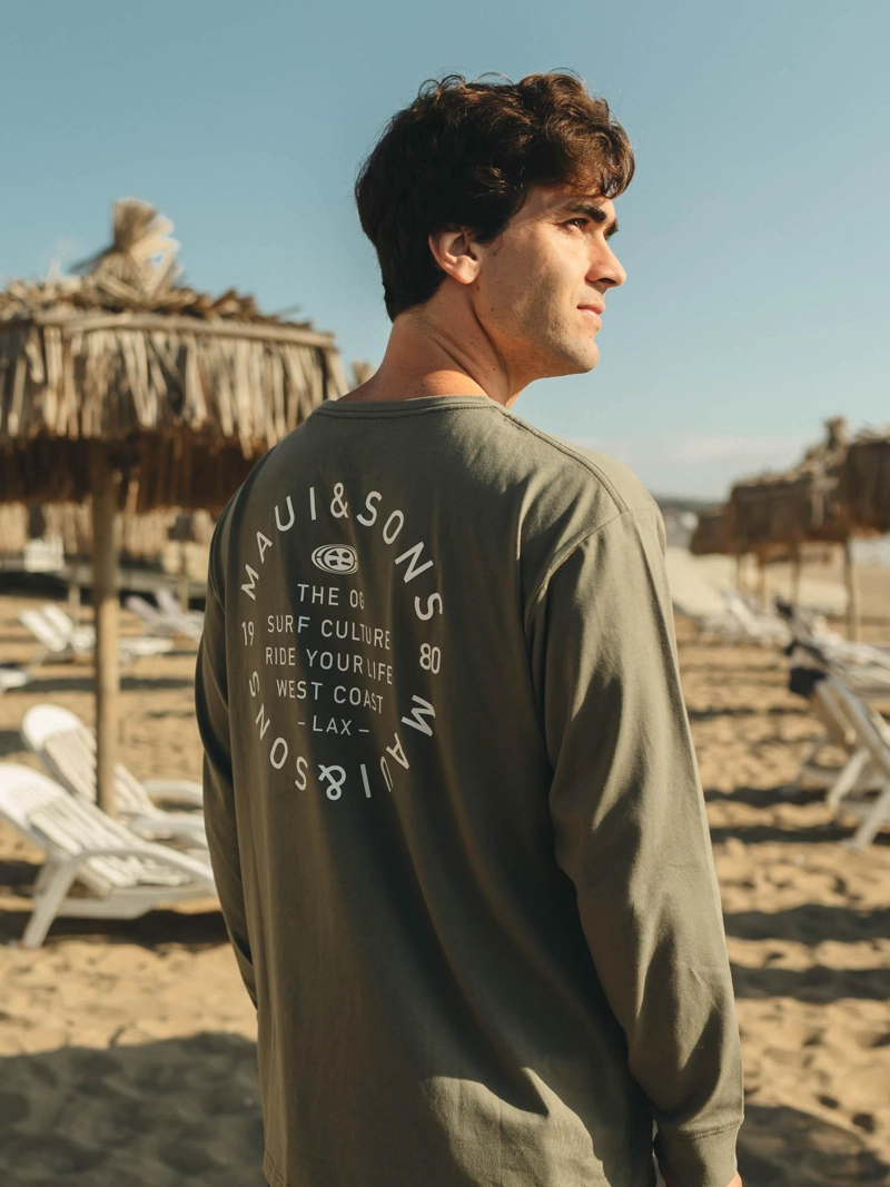 POLERA ML MOANAE VERDE HOMBRE MAUI AND SONS - 2