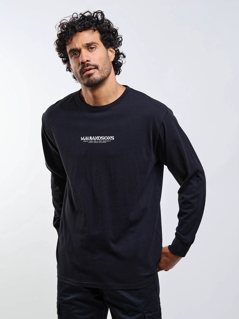 POLERA ML STENCIL NEGRO HOMBRE MAUI AND SONS - 5