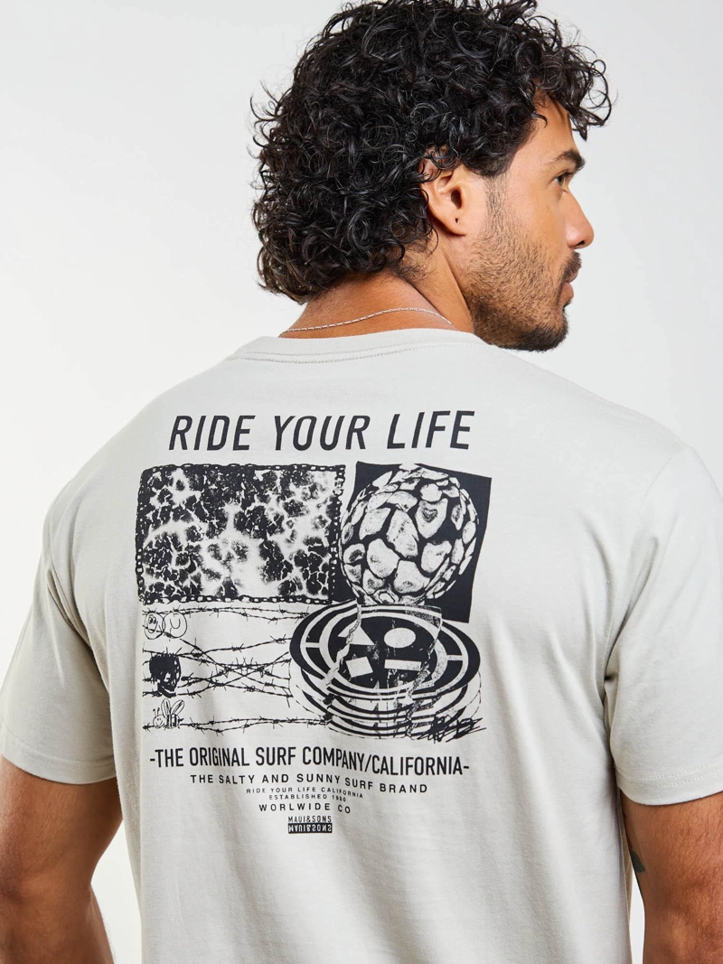 POLERA MC FLOOR IS LAVA BEIGE HOMBRE MAUI AND SONS - 4
