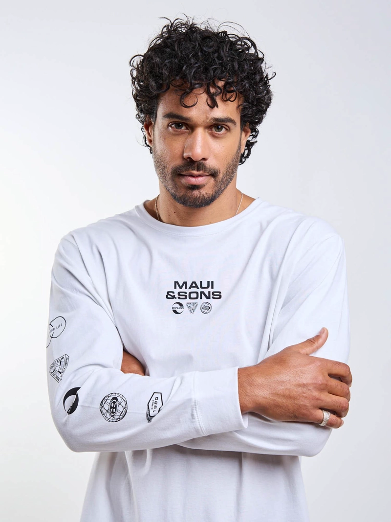 POLERA ML ELEMENTALS BLANCO HOMBRE MAUI AND SONS - 4