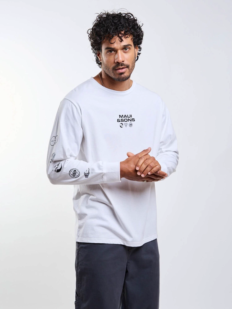 POLERA ML ELEMENTALS BLANCO HOMBRE MAUI AND SONS - 5