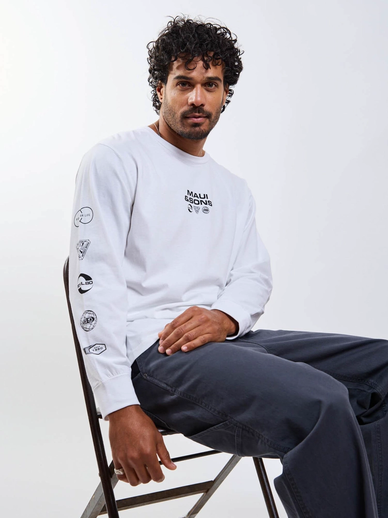 POLERA ML ELEMENTALS BLANCO HOMBRE MAUI AND SONS - 6