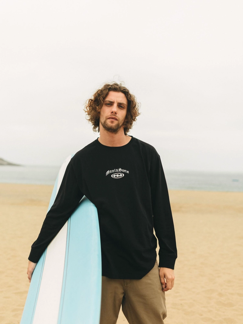 POLERA ML OLD TEE NEGRO HOMBRE MAUI AND SONS - 1