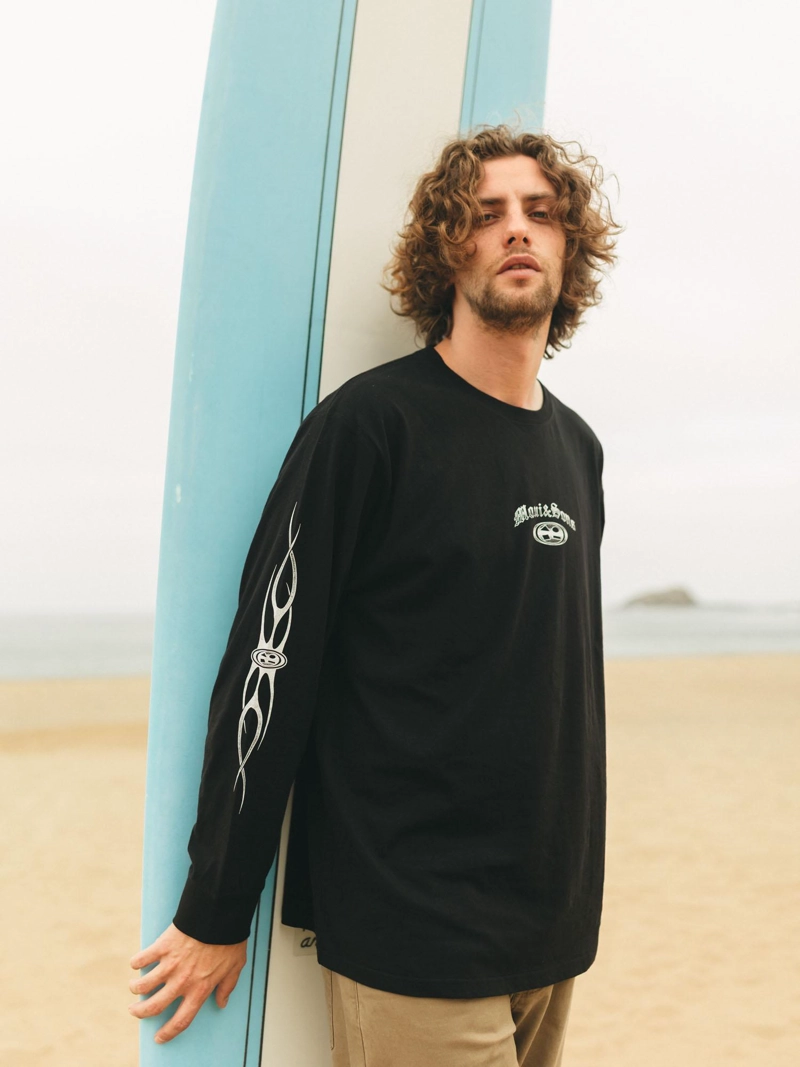 POLERA ML OLD TEE NEGRO HOMBRE MAUI AND SONS - 3