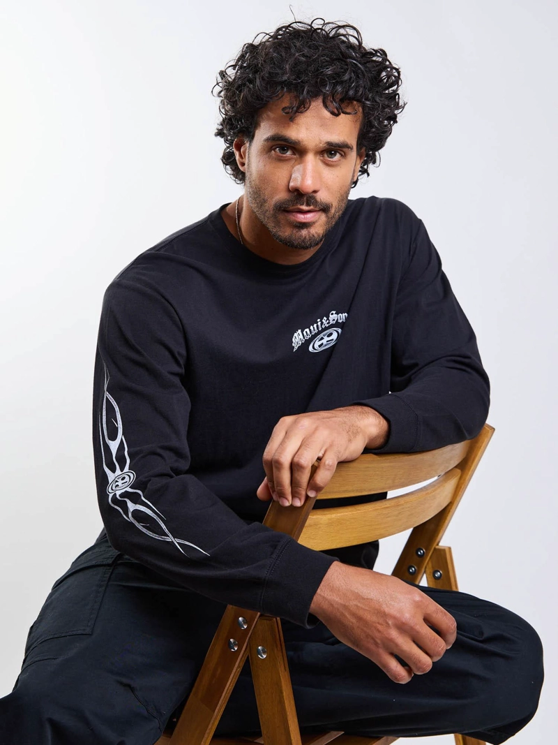 POLERA ML OLD TEE NEGRO HOMBRE MAUI AND SONS - 9