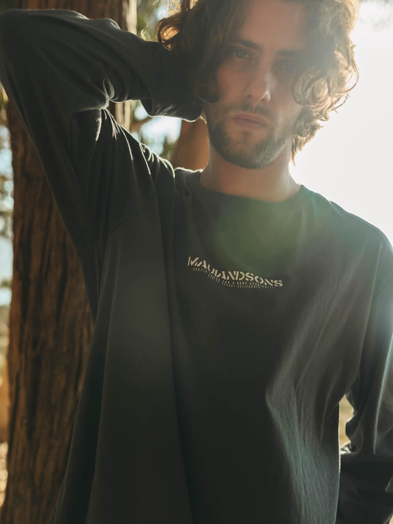 POLERA ML STENCIL AZUL HOMBRE MAUI AND SONS - 2