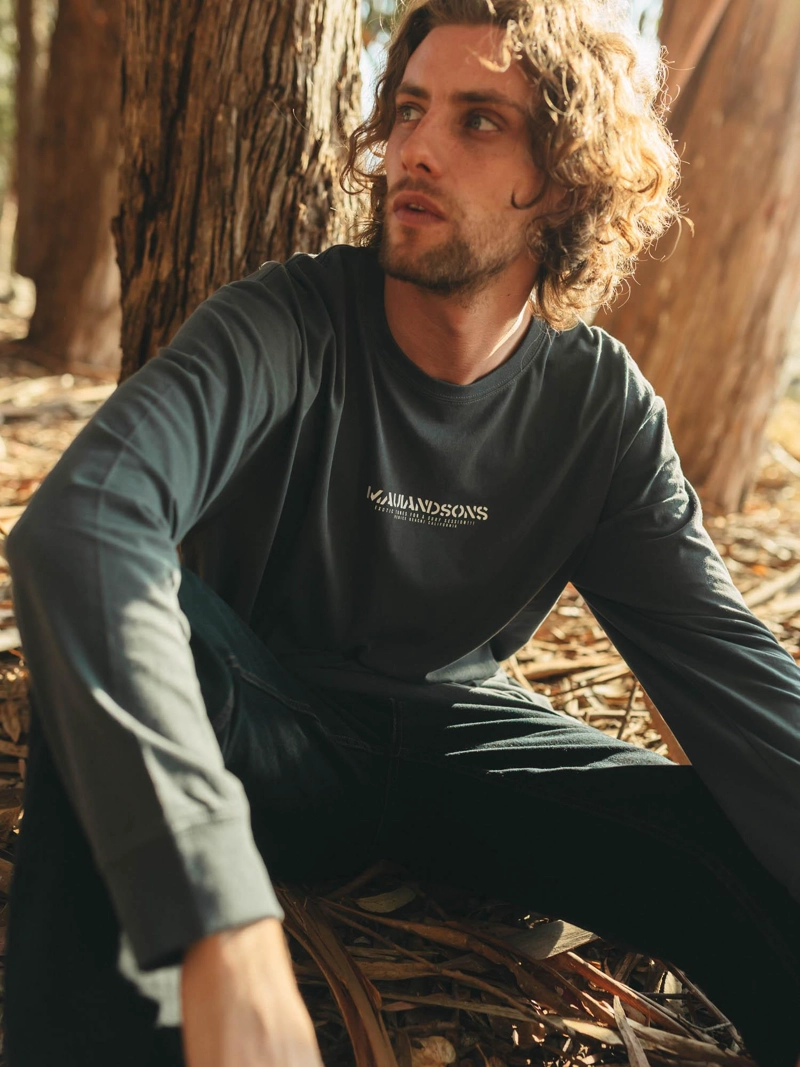 POLERA ML STENCIL AZUL HOMBRE MAUI AND SONS - 4
