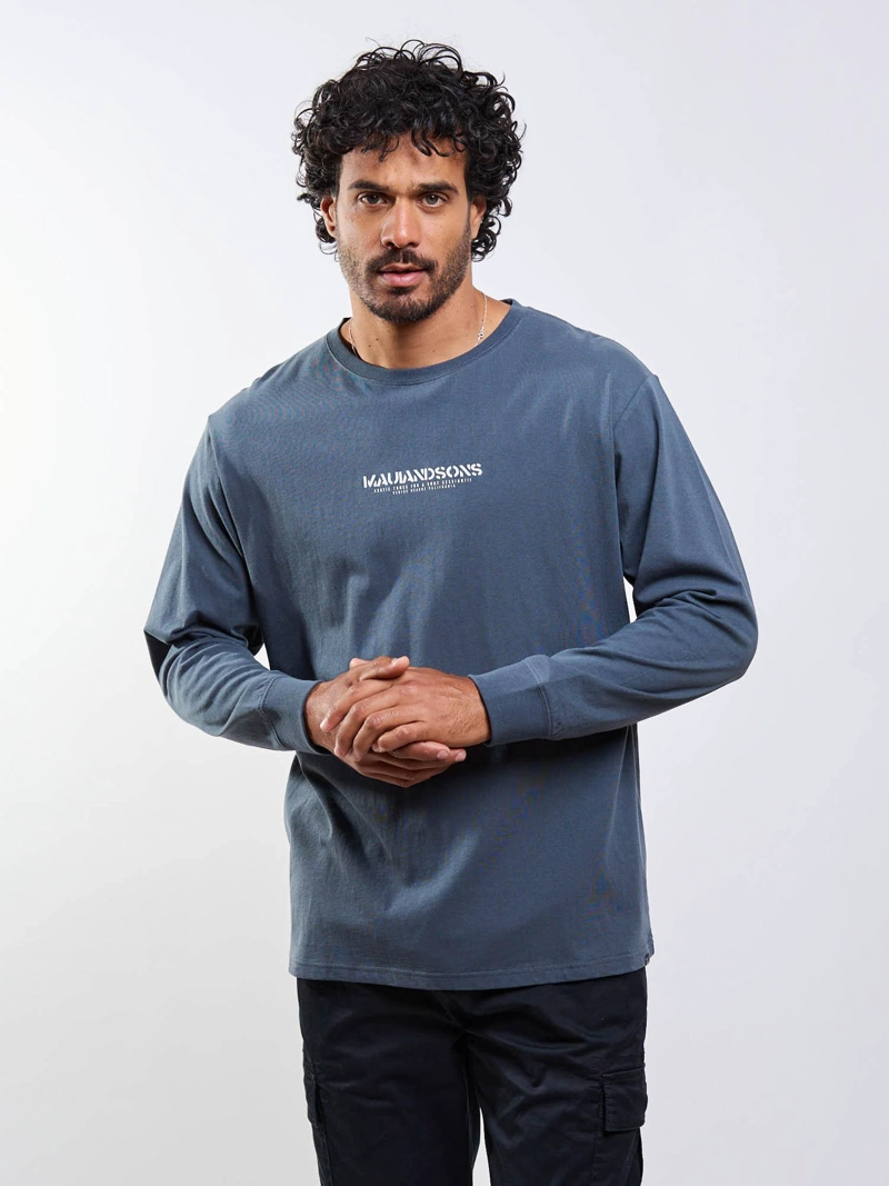 POLERA ML STENCIL AZUL HOMBRE MAUI AND SONS - 6