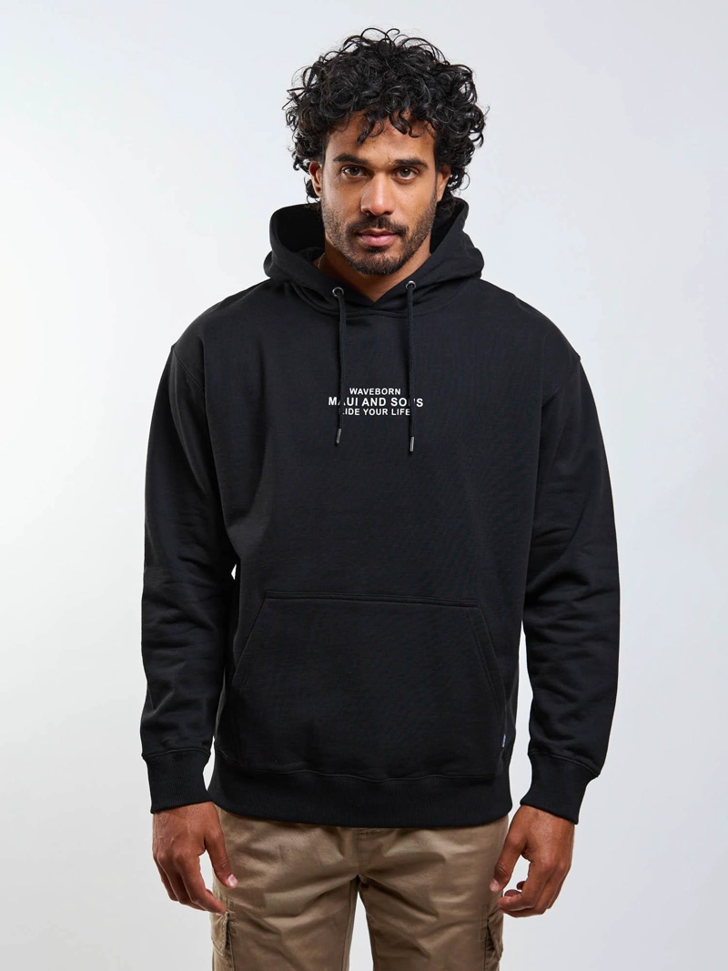 POLERON CANGURO WAVEBORN NEGRO HOMBRE MAUI AND SONS - 1