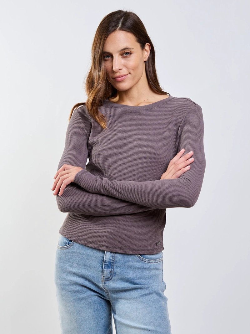 POLERA ML CERDEÑA CAFE  MUJER MAUI AND SONS - 6