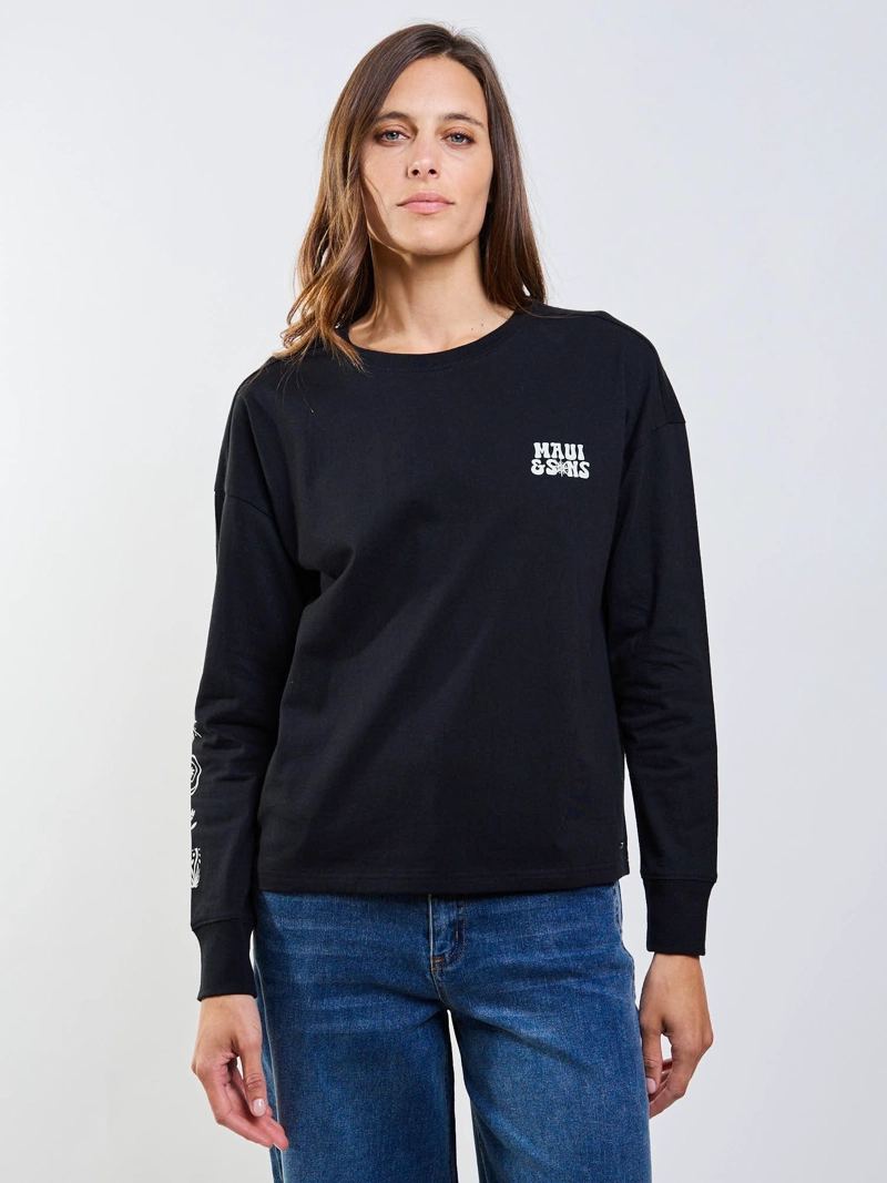 POLERA ML ISLANDIA NEGRO MUJER MAUI AND SONS - 5