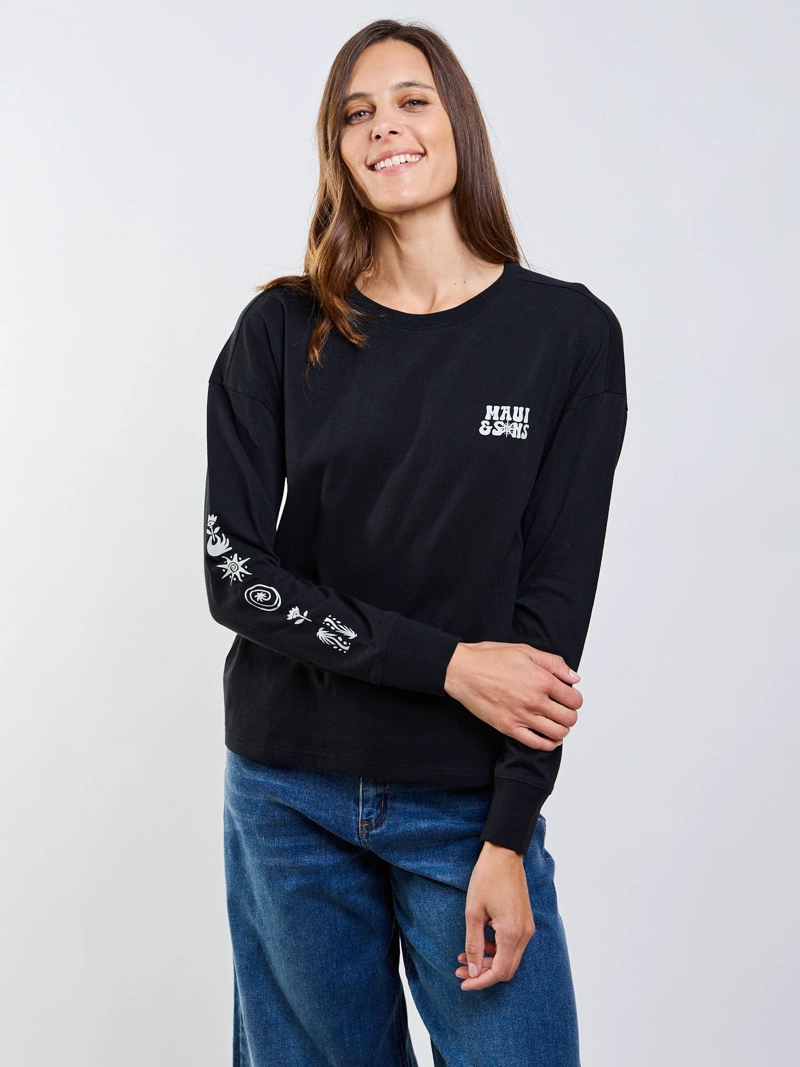 POLERA ML ISLANDIA NEGRO MUJER MAUI AND SONS - 8