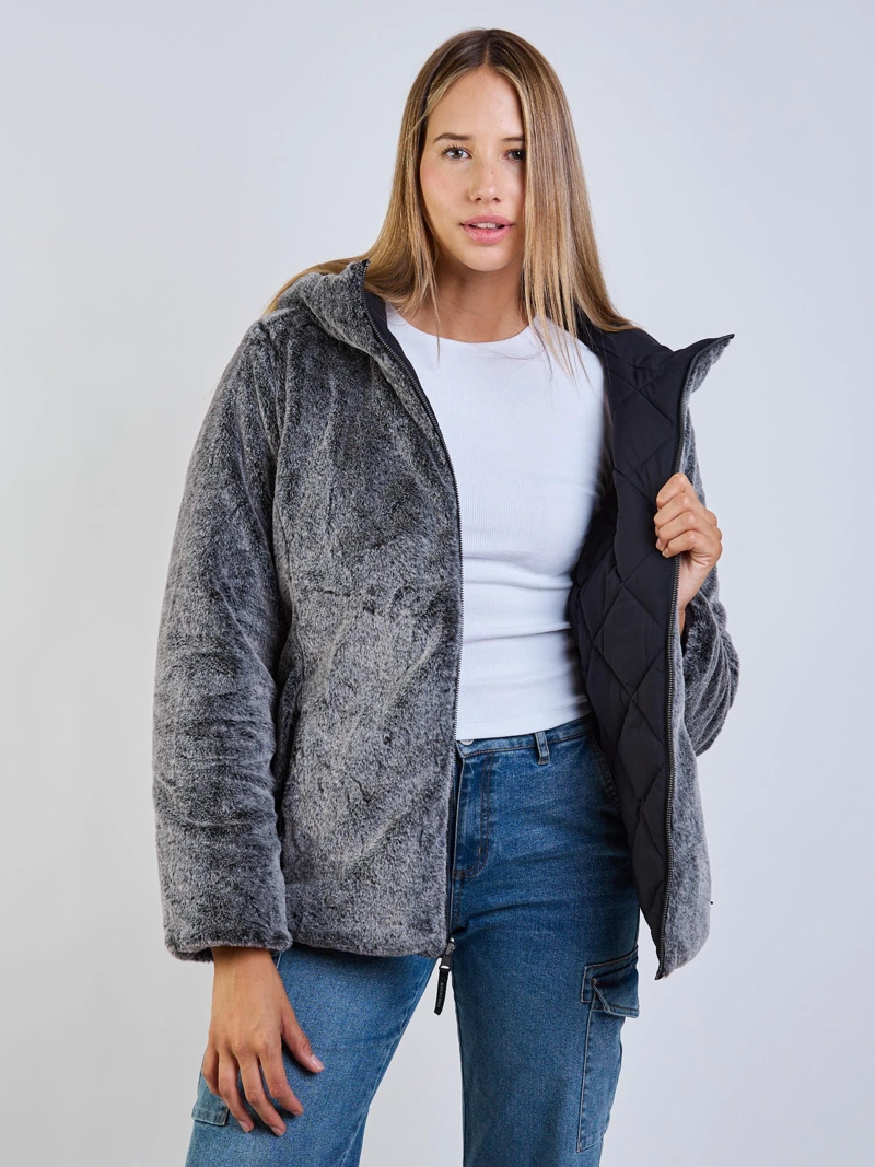 PARKA REVERSIBLE PALE PEACH NEGRO MUJER MAUI AND SONS - 7