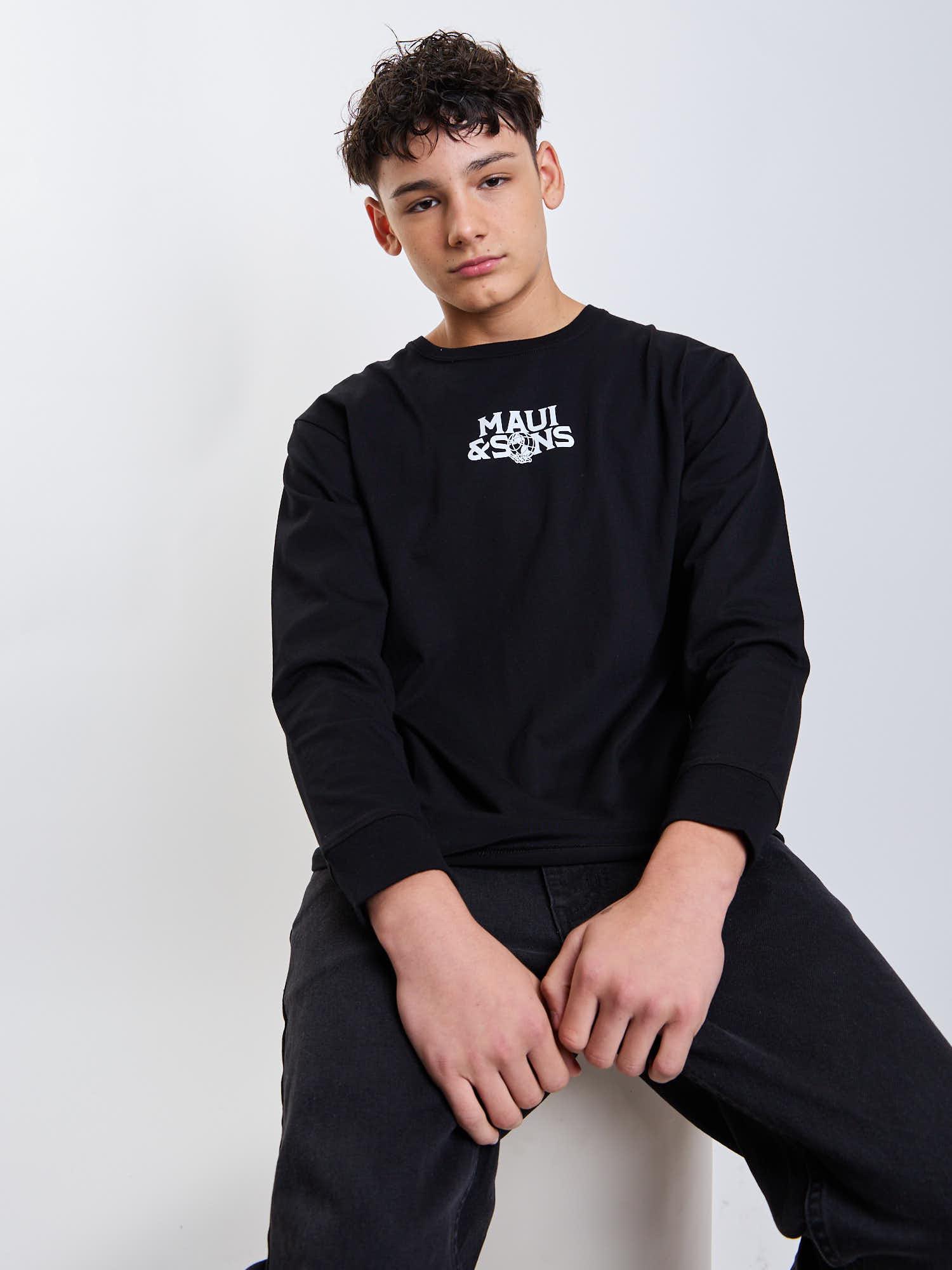 POLERA ML CRUISER NEGRO INFANTIL MAUI AND SONS - 6