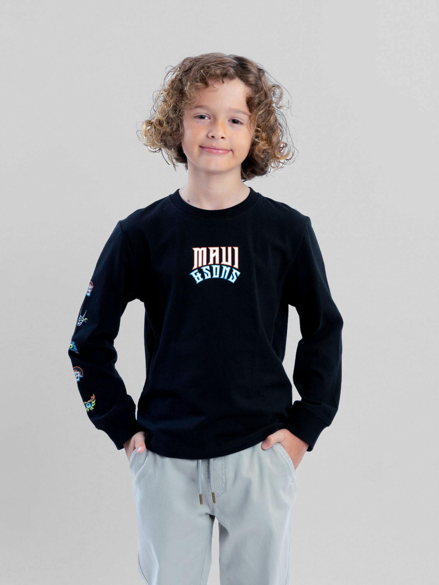 POLERA ML SKULL RIDERS NEGRO INFANTIL MAUI AND SONS - 1