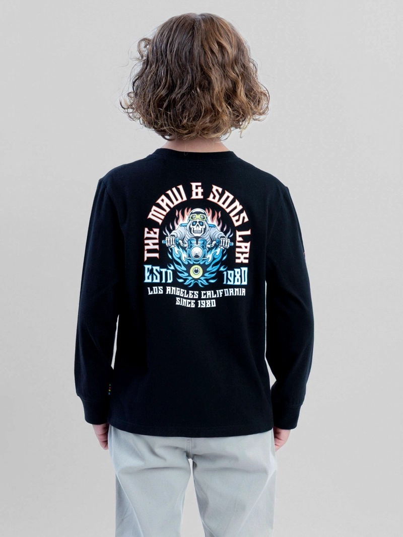 POLERA ML SKULL RIDERS NEGRO INFANTIL MAUI AND SONS - 3