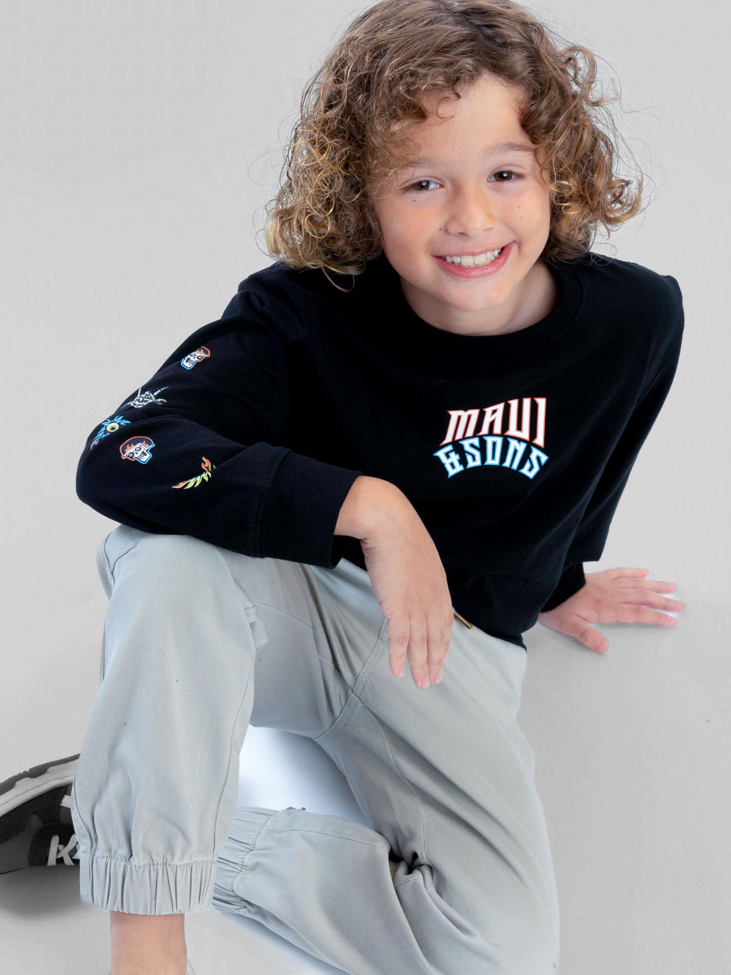 POLERA ML SKULL RIDERS NEGRO INFANTIL MAUI AND SONS - 6