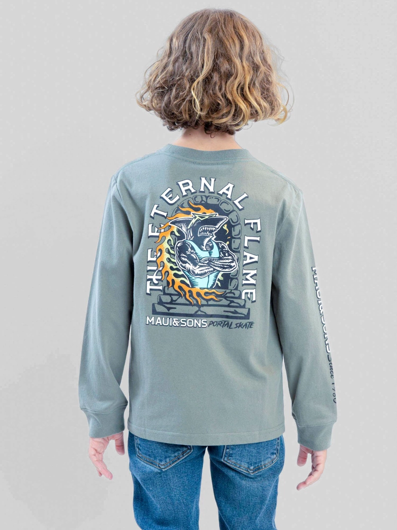 POLERA ML ETERNAL FLAME VERDE INFANTIL MAUI AND SONS - 3