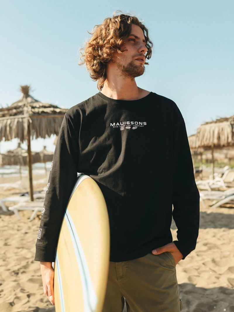 POLERA ML BARDING CO NEGRO HOMBRE MAUI AND SONS - 1