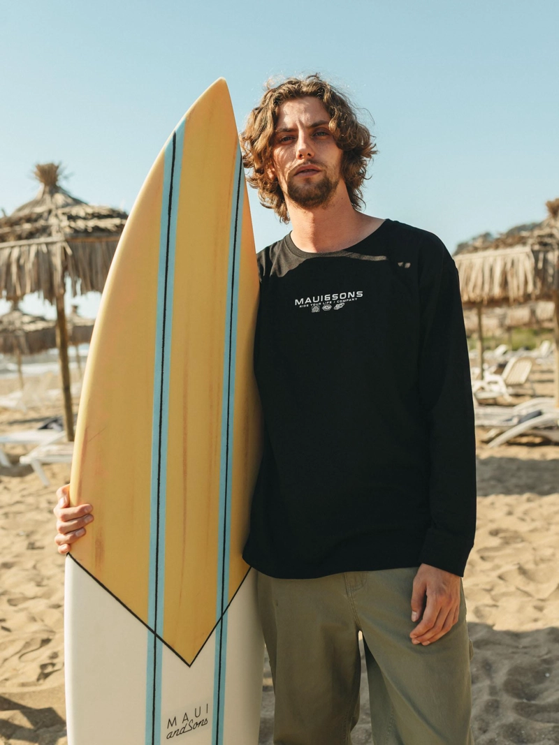POLERA ML BARDING CO NEGRO HOMBRE MAUI AND SONS - 4