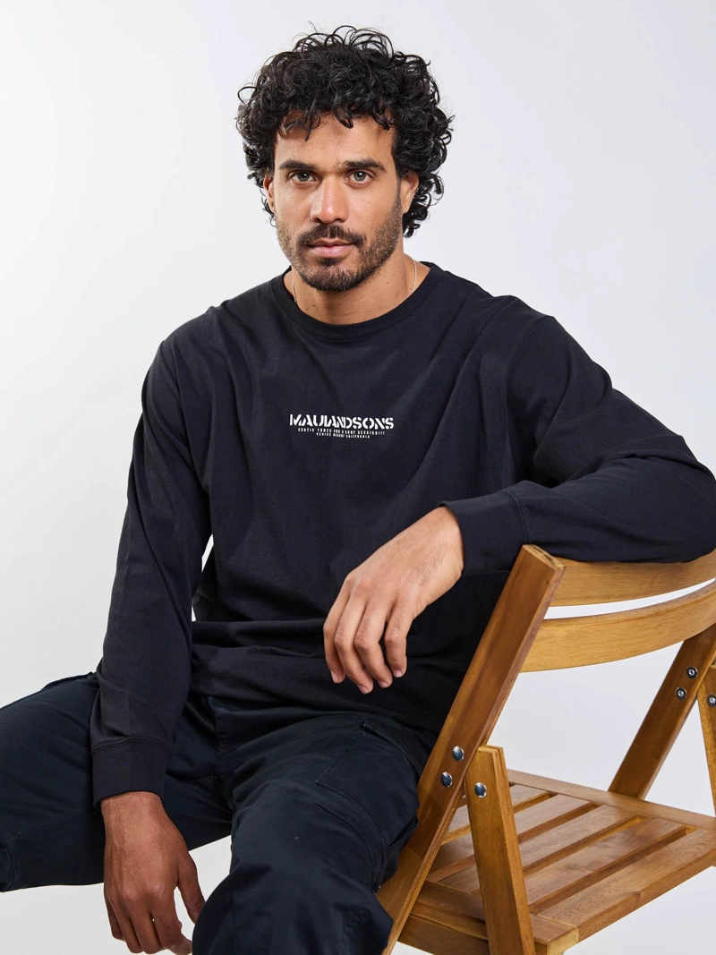 POLERA ML STENCIL NEGRO HOMBRE MAUI AND SONS - 6