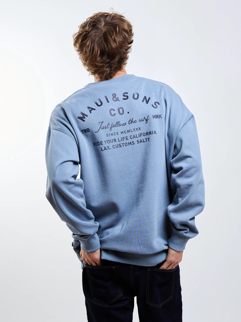 POLERON CR FOLLOW THE SURF CELESTE HOMBRE MAUI AND SONS - 7