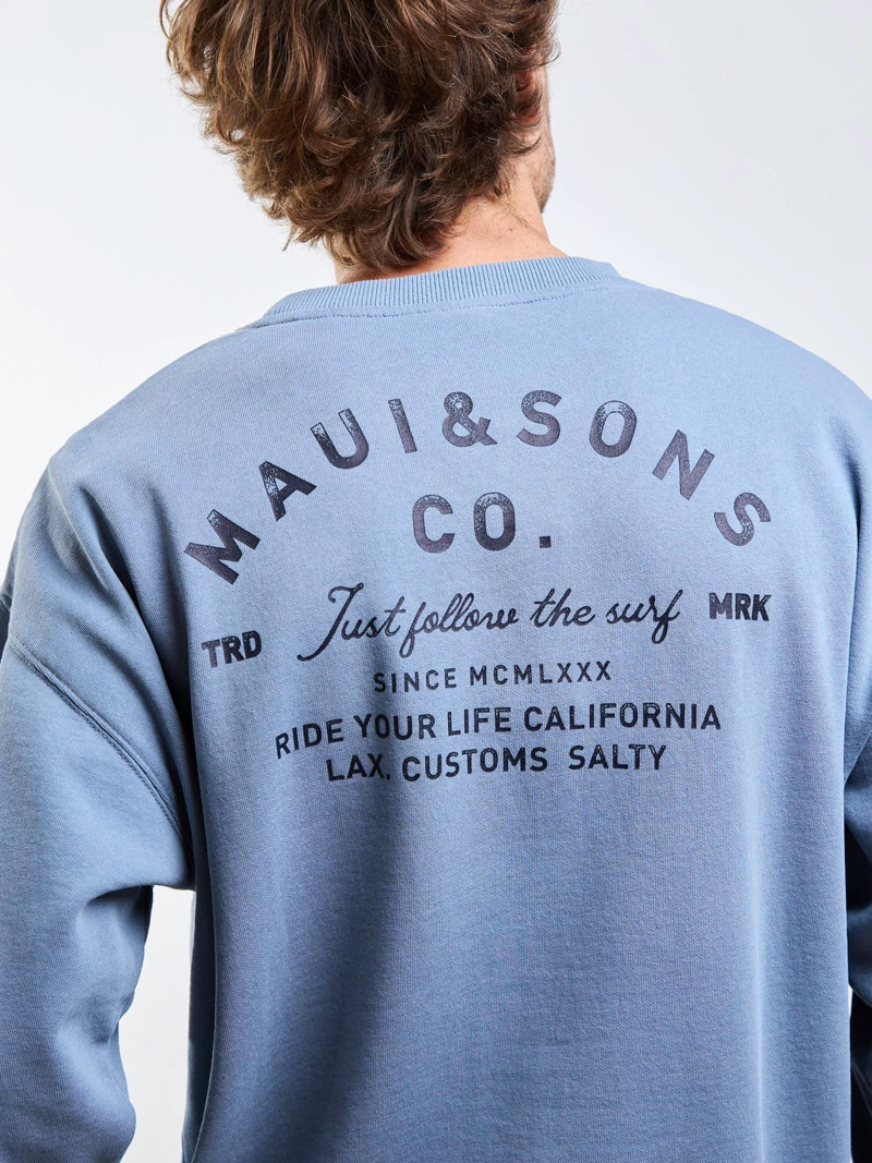 POLERON CR FOLLOW THE SURF CELESTE HOMBRE MAUI AND SONS - 9