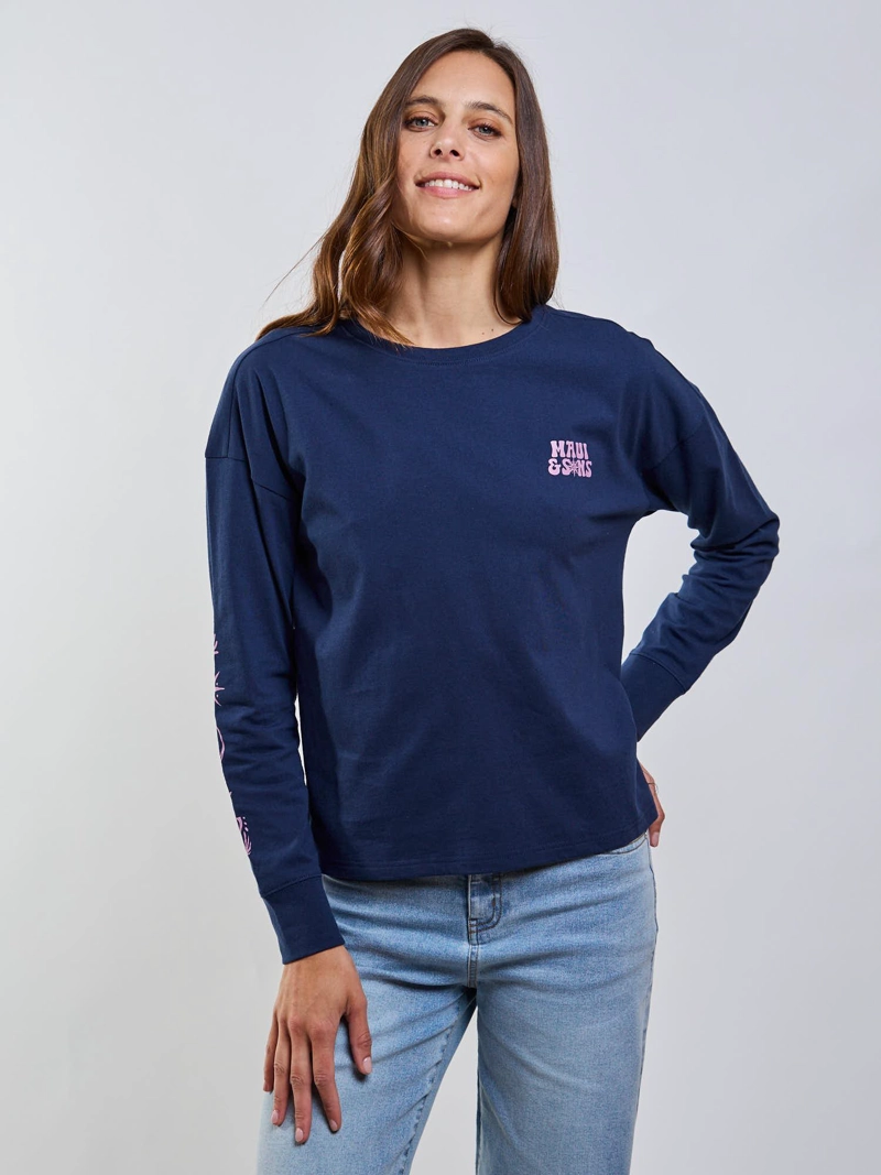 POLERA ML ISLANDIA AZUL MUJER MAUI AND SONS - 5