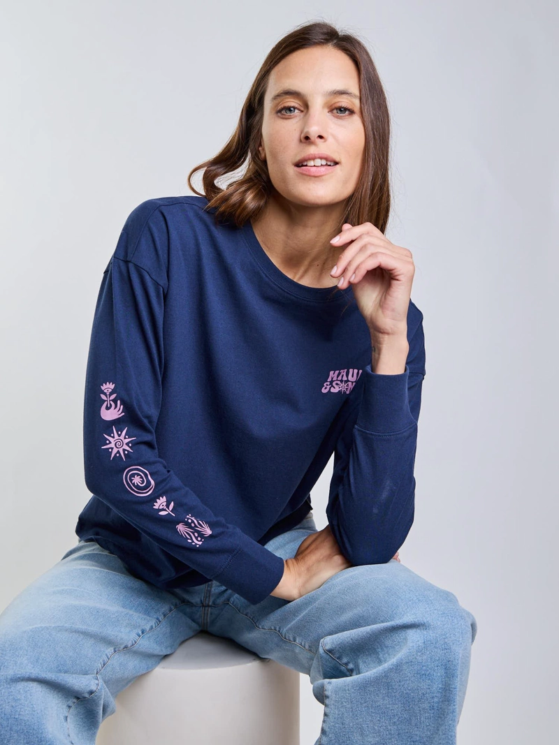 POLERA ML ISLANDIA AZUL MUJER MAUI AND SONS - 6