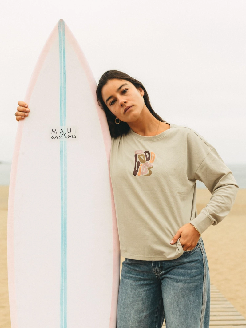 POLERA ML FEROE BEIGE MUJER MAUI AND SONS - 4