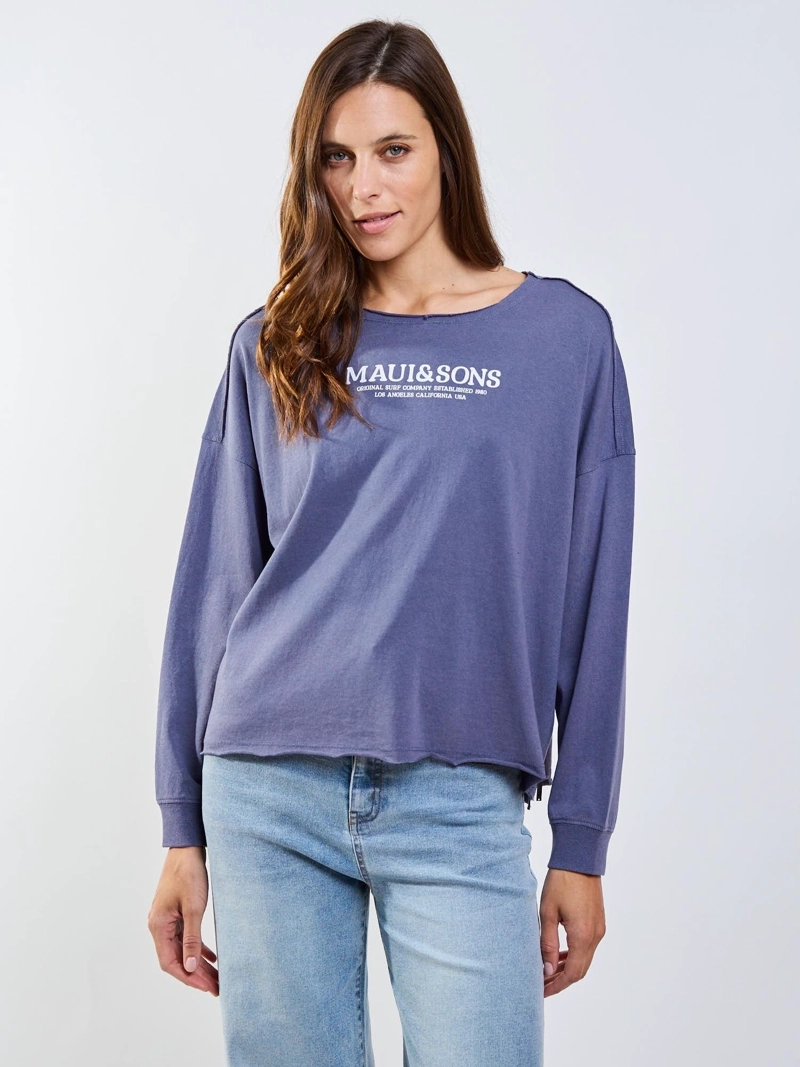 POLERA ML GORGOÑA AZUL MUJER MAUI AND SONS - 1