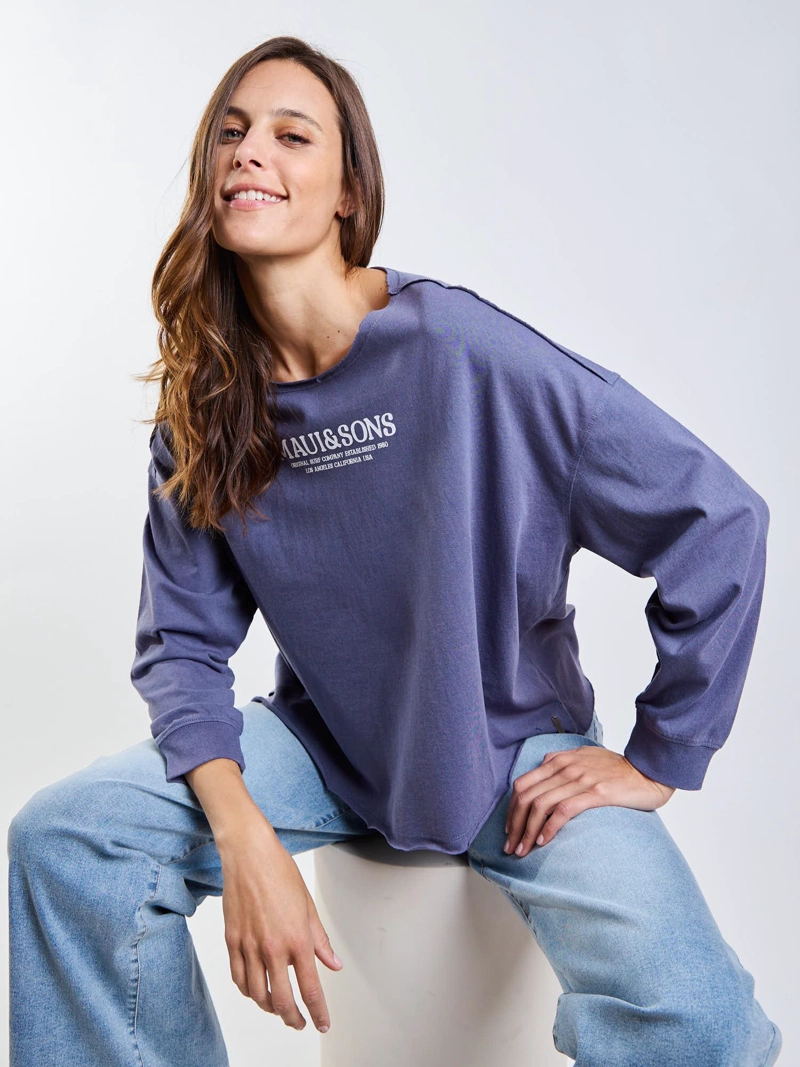 POLERA ML GORGOÑA AZUL MUJER MAUI AND SONS - 6