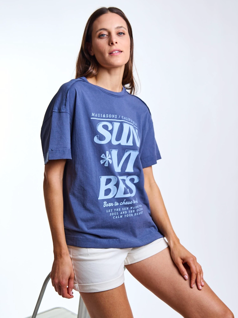 POLERA MC AINA CELESTE MUJER MAUI AND SONS - 7
