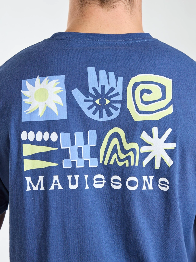 POLERA MC ALOHA AZUL HOMBRE MAUI AND SONS - 4