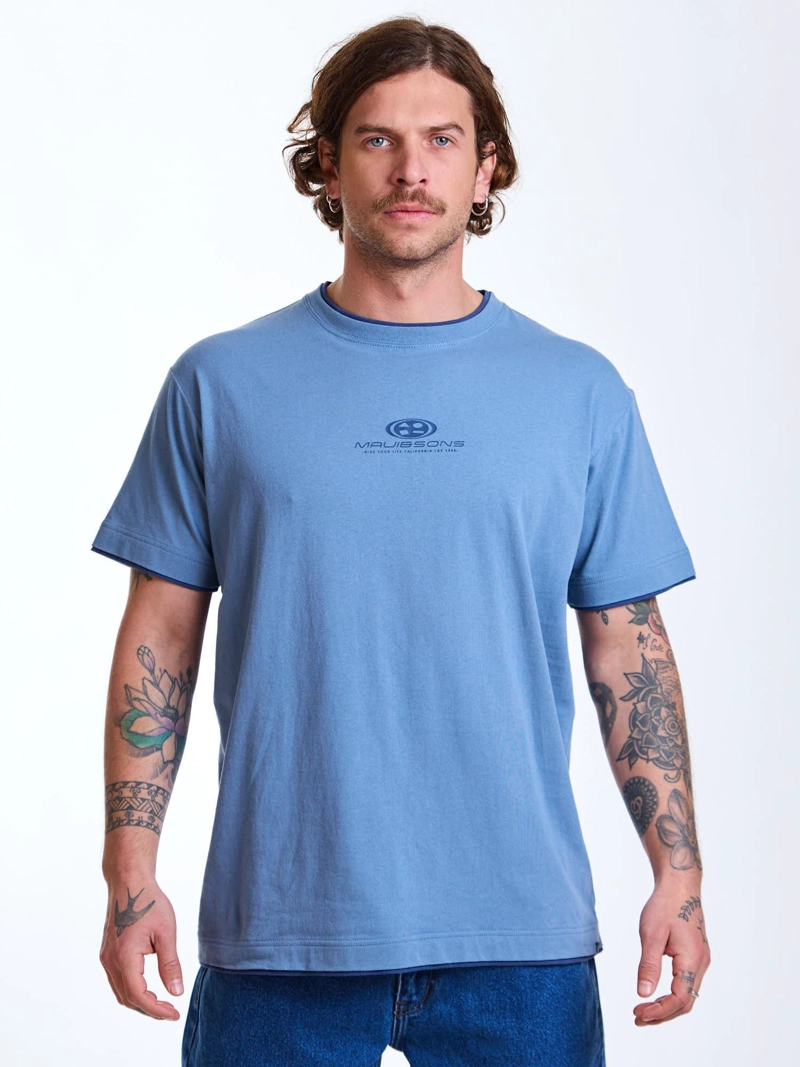 POLERA MC SEASIDE CELESTE HOMBRE MAUI AND SONS - 1
