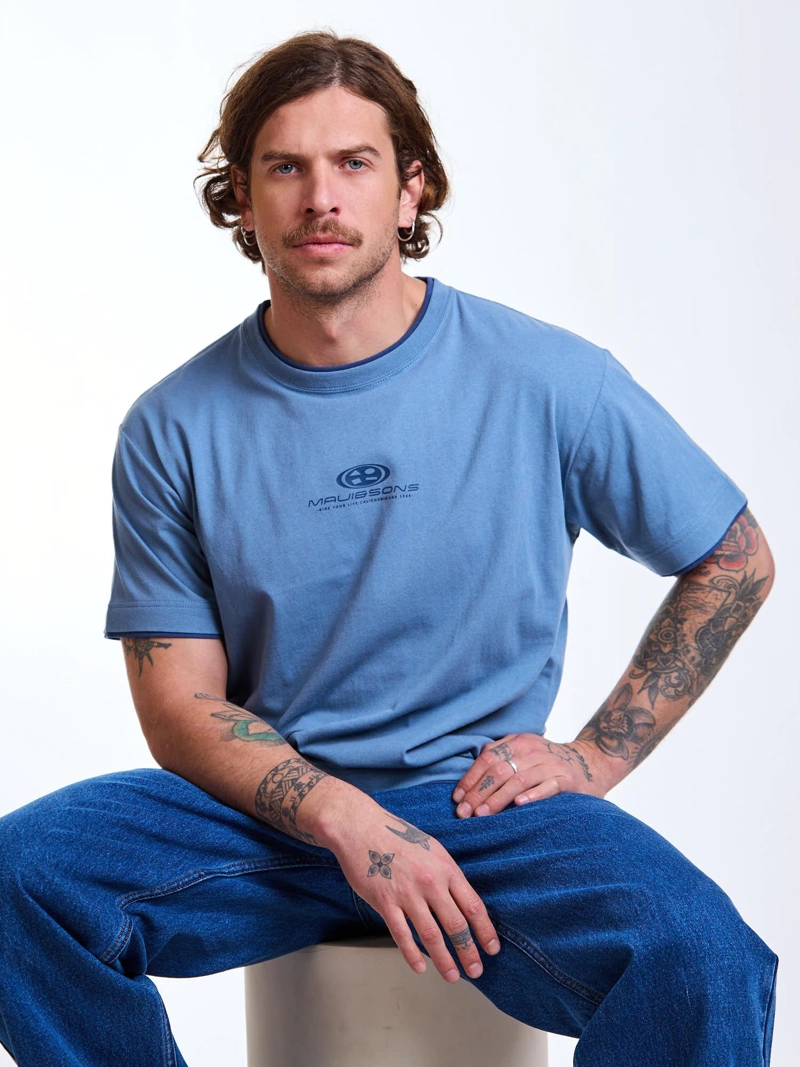 POLERA MC SEASIDE CELESTE HOMBRE MAUI AND SONS - 7