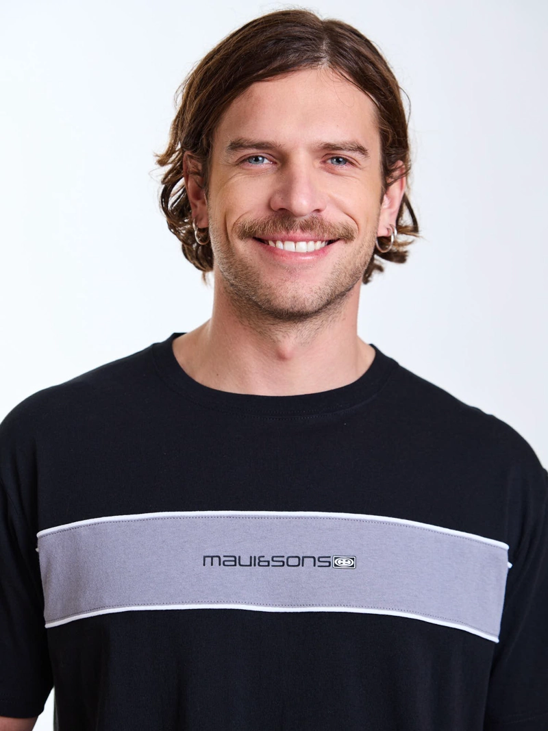 POLERA MC SURF  BLOCK NEGRO HOMBRE MAUI AND SONS - 4