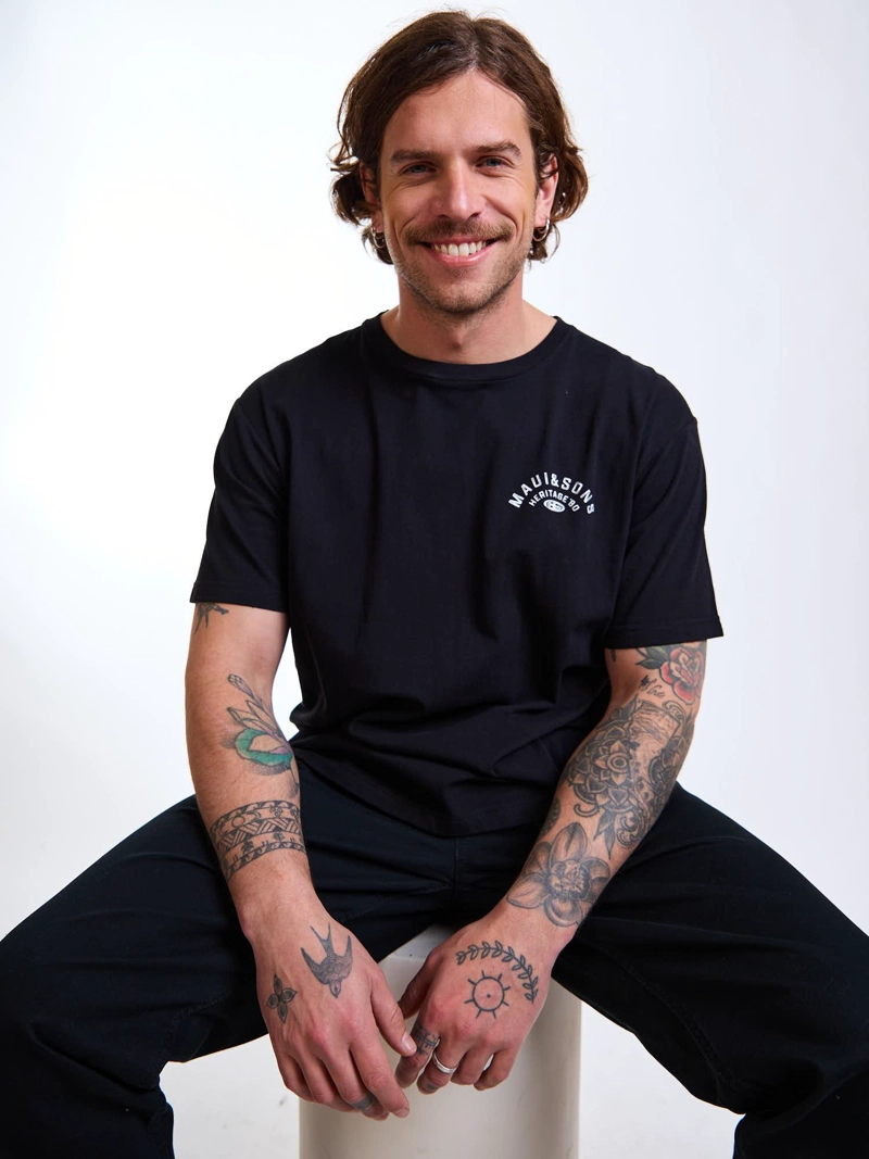 POLERA MC RETRO NEGRO HOMBRE MAUI AND SONS - 8