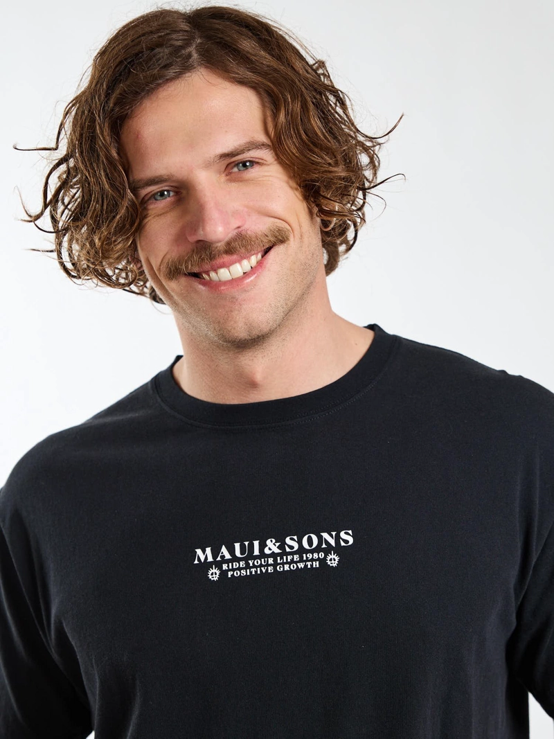 POLERA MC RETRO FADE NEGRO HOMBRE MAUI AND SONS - 4