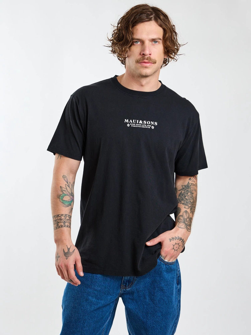 POLERA MC RETRO FADE NEGRO HOMBRE MAUI AND SONS - 6