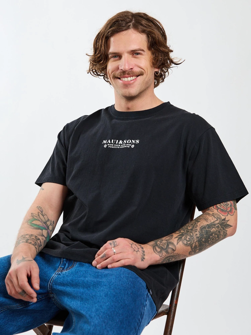 POLERA MC RETRO FADE NEGRO HOMBRE MAUI AND SONS - 7