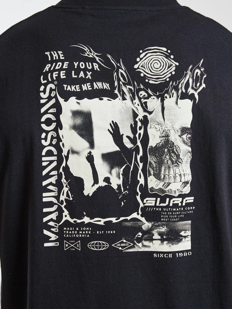 POLERA SM VISION WAVE NEGRO HOMBRE MAUI AND SONS - 4