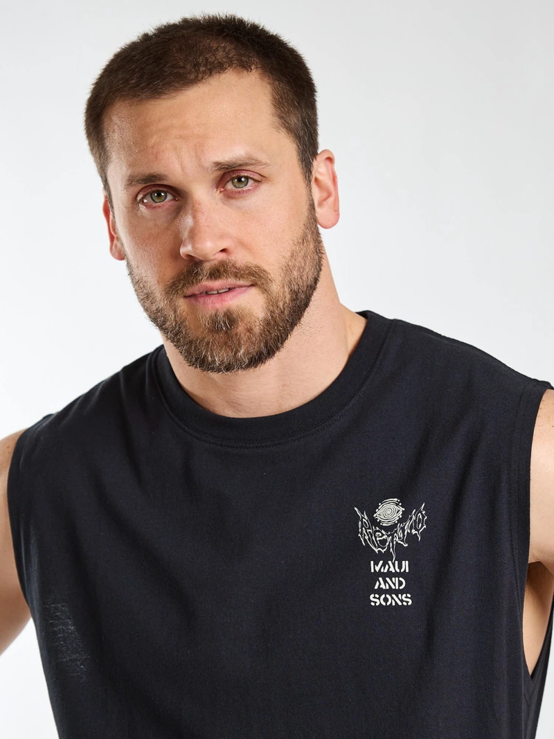 POLERA SM VISION WAVE NEGRO HOMBRE MAUI AND SONS - 5