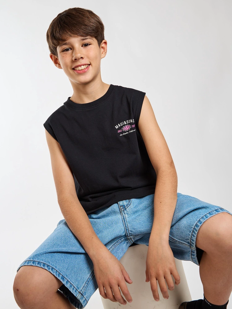 POLERA SM BOARDWALK NEGRO INFANTIL MAUI AND SONS - 7