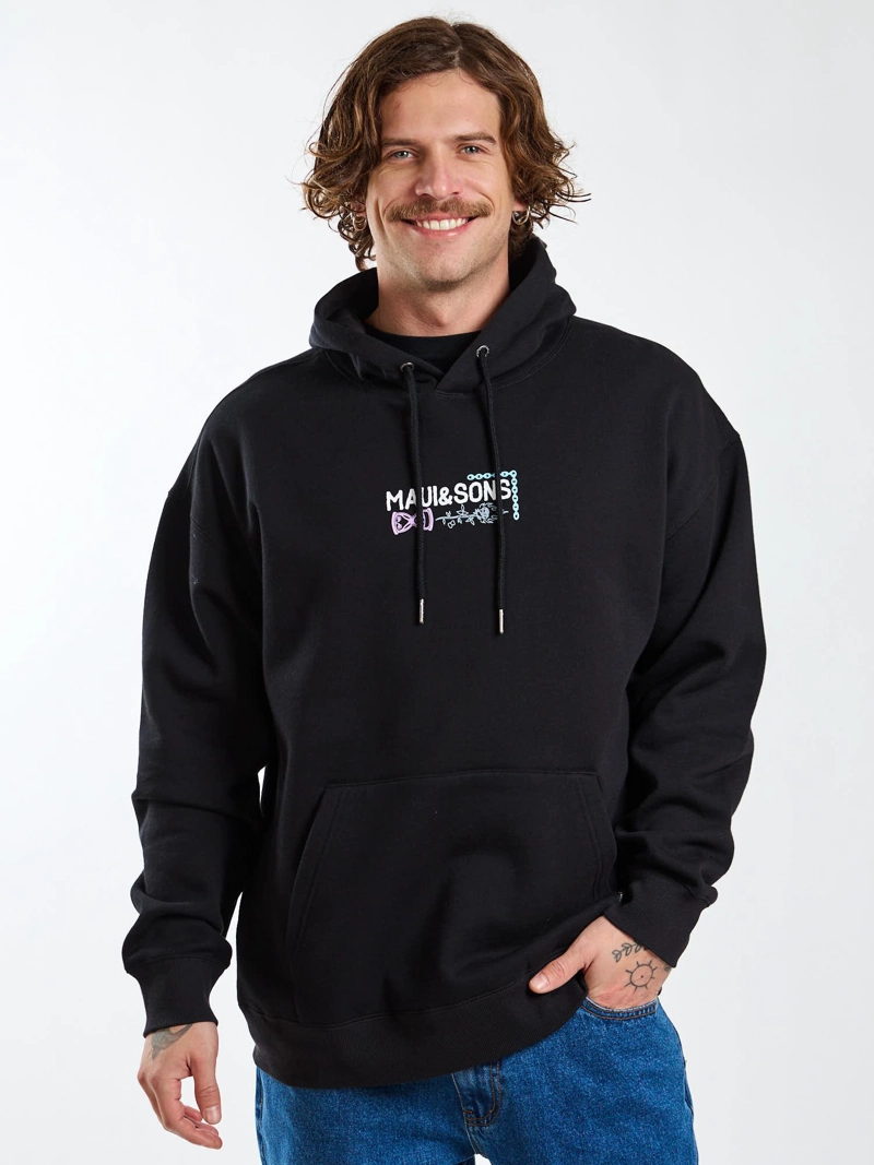 POLERON CANGURO NEON BREAK NEGRO HOMBRE MAUI AND SONS - 1