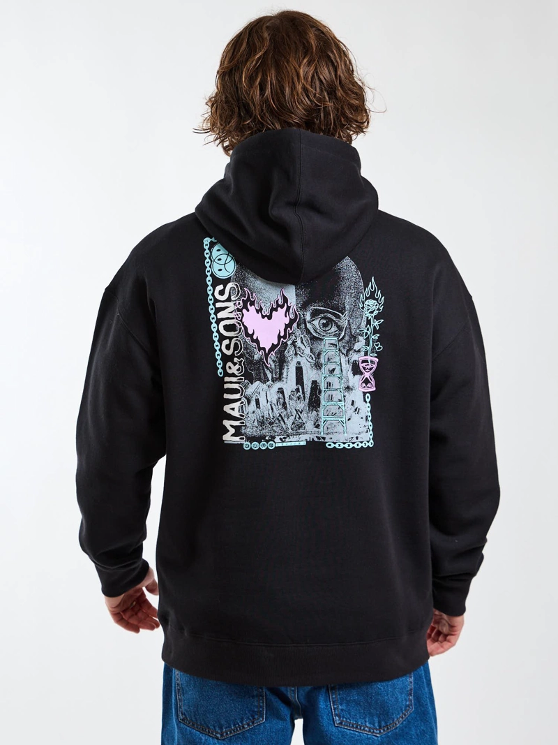 POLERON CANGURO NEON BREAK NEGRO HOMBRE MAUI AND SONS - 2
