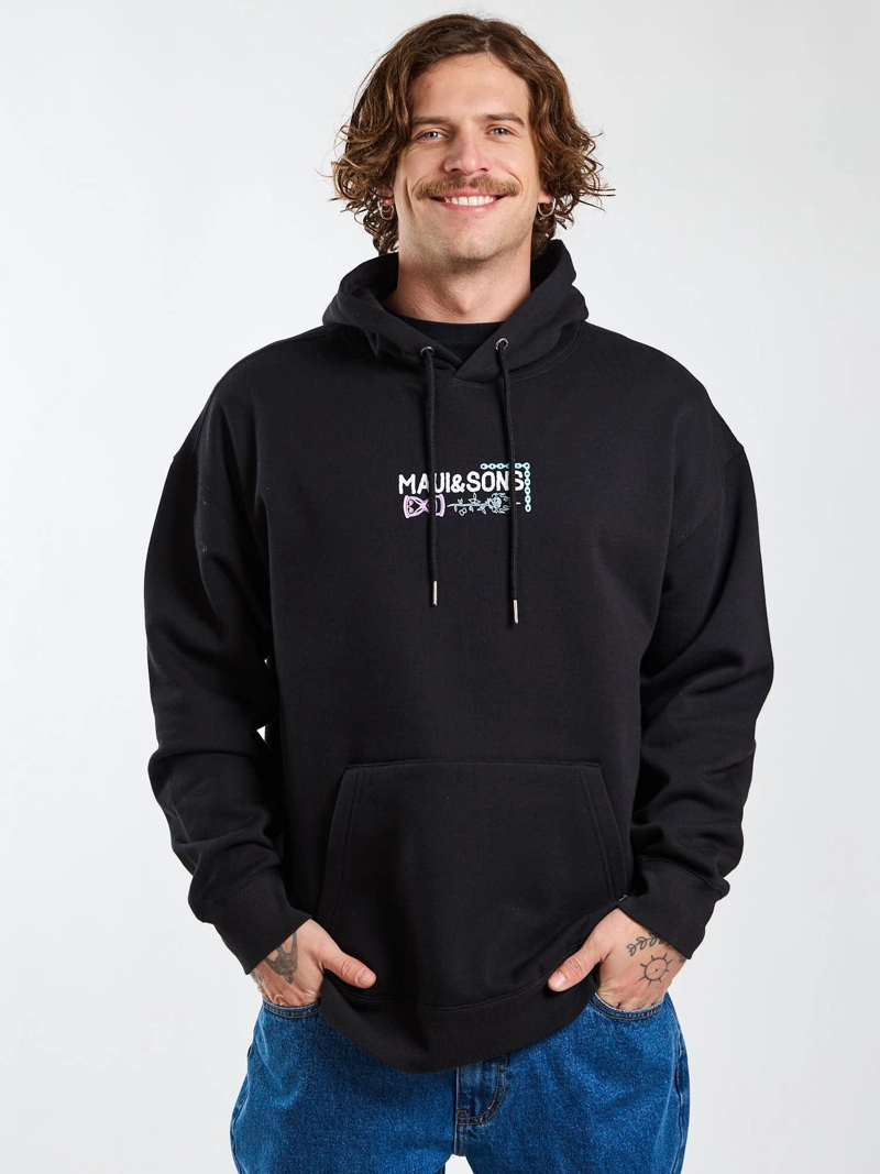 POLERON CANGURO NEON BREAK NEGRO HOMBRE MAUI AND SONS - 6