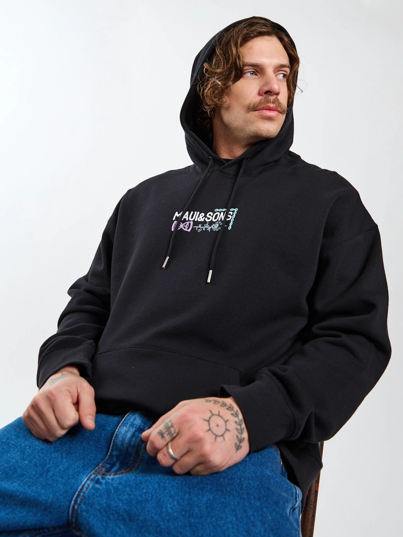 POLERON CANGURO NEON BREAK NEGRO HOMBRE MAUI AND SONS - 7