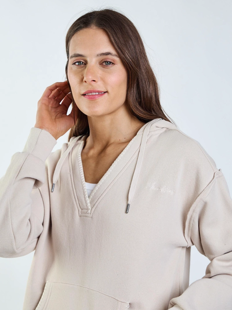 POLERON CANGURO WAVEY BEIGE MUJER MAUI AND SONS - 4