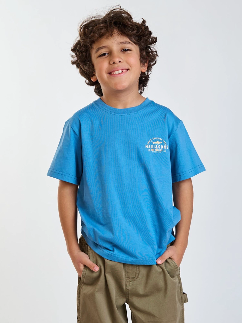POLERA MC WILD AZUL INFANTIL MAUI AND SONS - 6